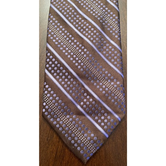 Louis Dell Olio Made In Italy Brown And Purple 100% Silk L58” W”3.50 - Picture 4 of 7